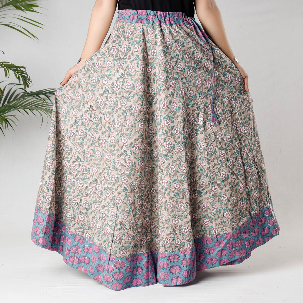 Sanganeri Block Printing Cotton Long Skirt