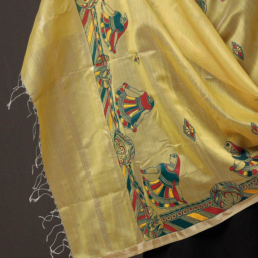 Manjusha Art Handpainted Maheshwari Silk Handloom Dupatta by Anjana Kumari