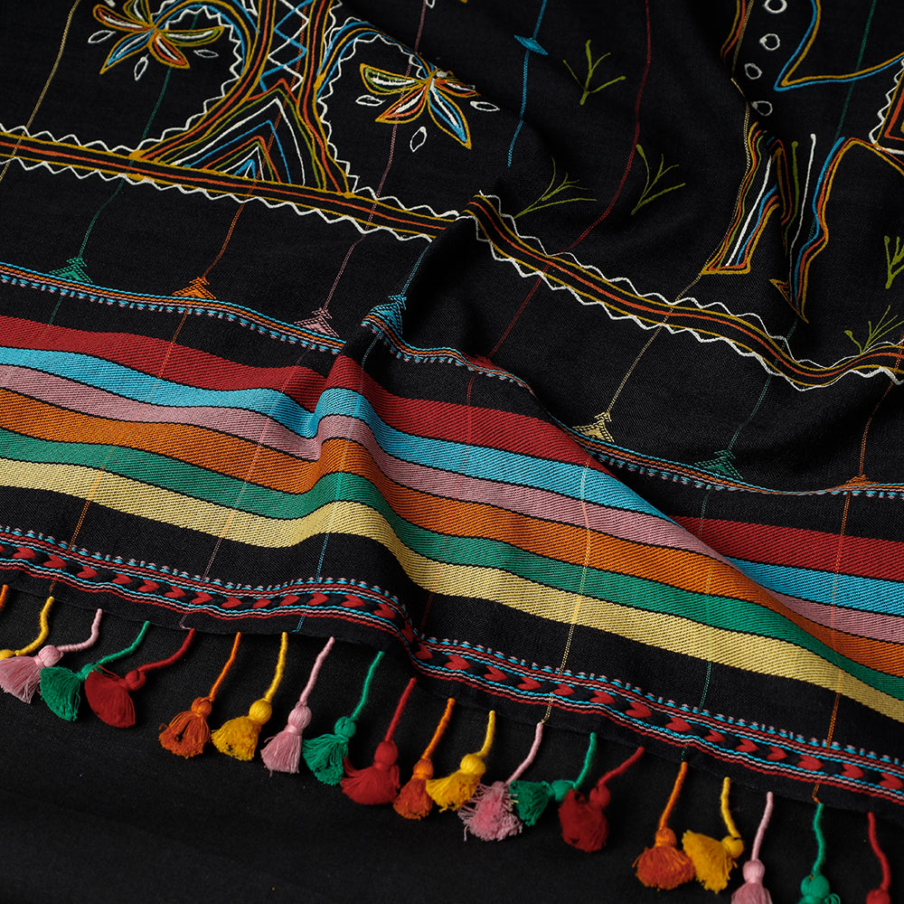 Traditional Rogan Art Painted Handloom Cotton Stole by Jabbar Khatri