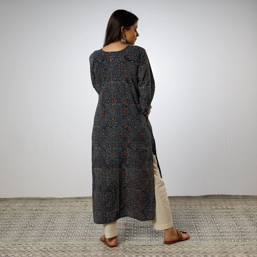 Ajrakh Block Print Cotton Long Kurti