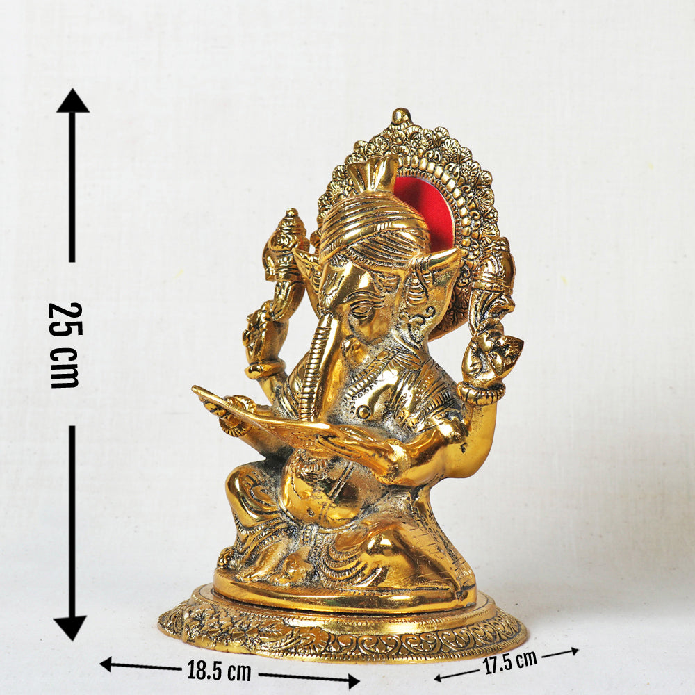 Ganesha - Handmade Metal God Idol (9.5 in)