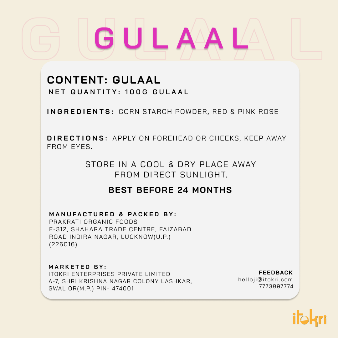 गुलाबी गुलाब ~ Pink Organic and Herbal Holi Color / Gulal (100gm)