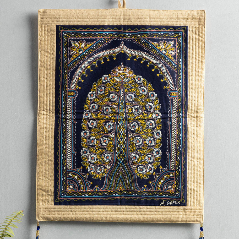 The Tree of Life Traditional Rogan Art Painted Wall Hanging by Jabbar Khatri (18 x 14 in)