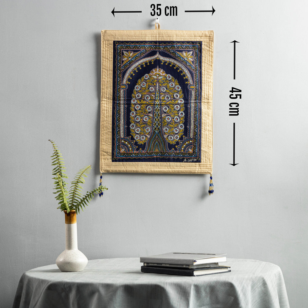 The Tree of Life Traditional Rogan Art Painted Wall Hanging by Jabbar Khatri (18 x 14 in)
