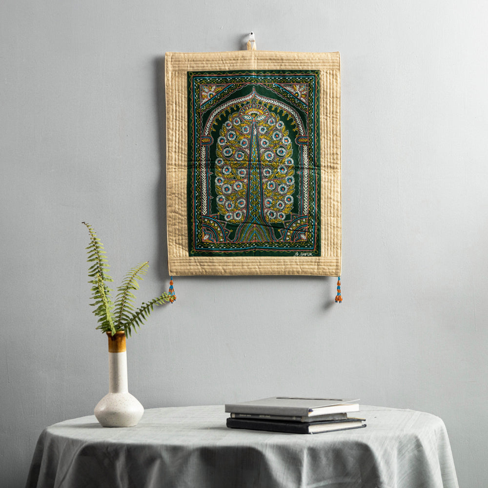 The Tree of Life Traditional Rogan Art Painted Wall Hanging by Jabbar Khatri (18 x 14 in)