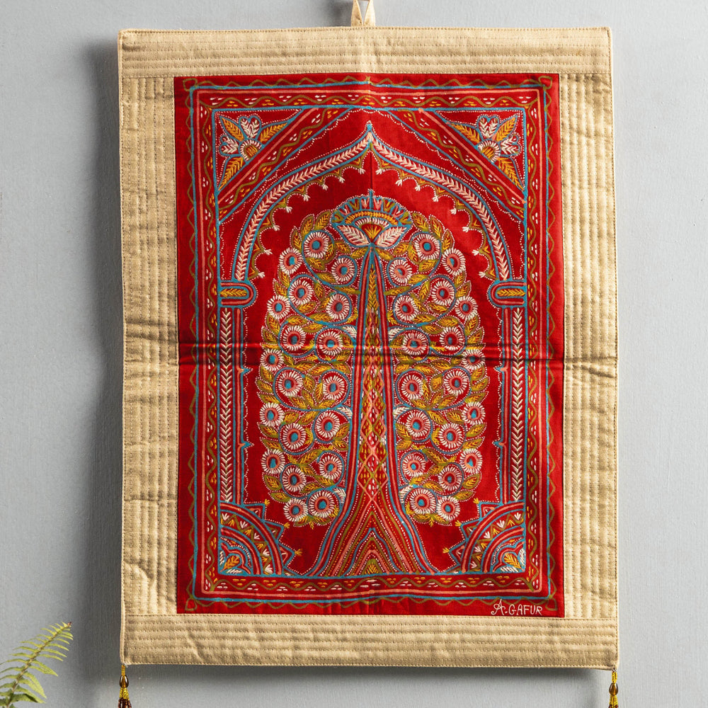 The Tree of Life Traditional Rogan Art Painted Wall Hanging by Jabbar Khatri (18 x 14 in)