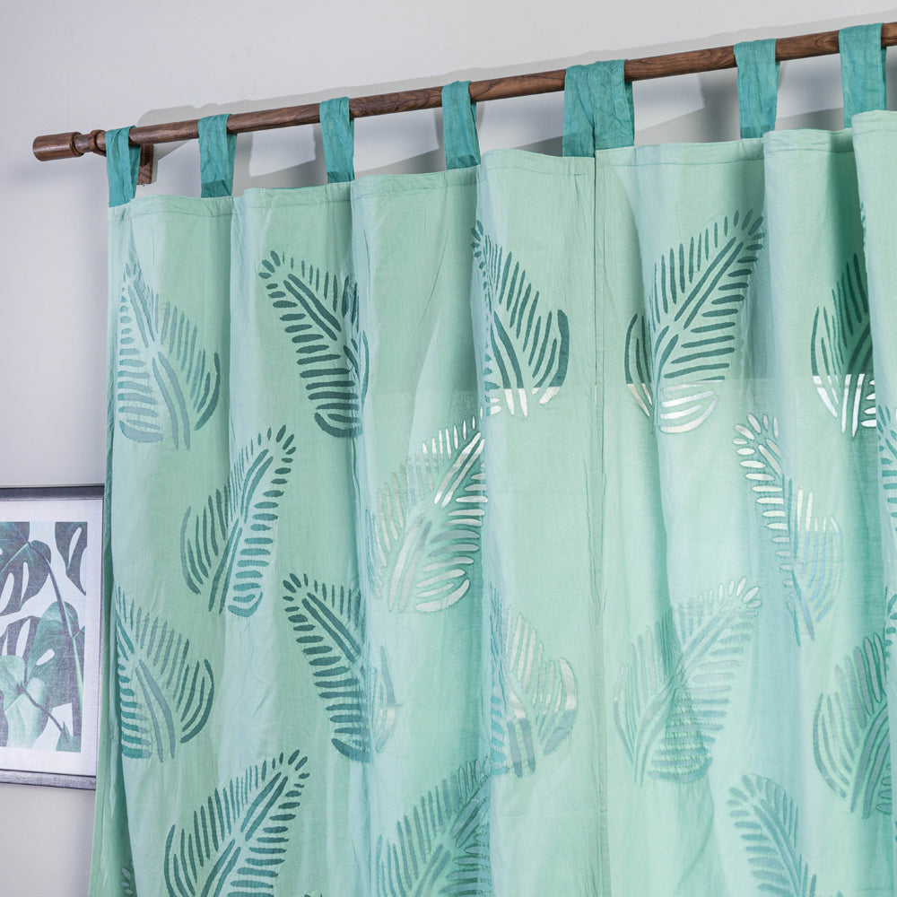 Applique Leaves Cutwork Cotton Door Curtain from Barmer (7 x 3.5 feet) (single piece)