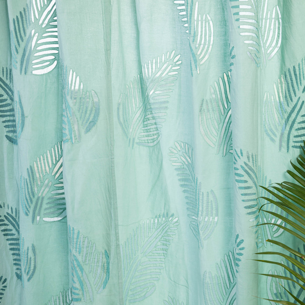 Applique Leaves Cutwork Cotton Door Curtain from Barmer (7 x 3.5 feet) (single piece)